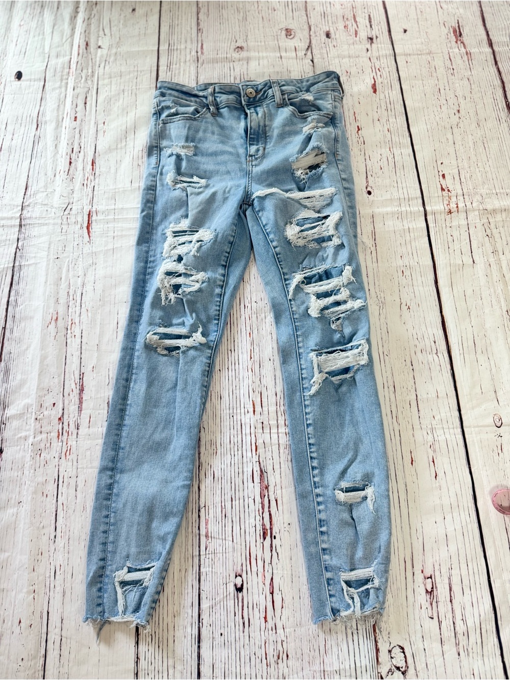 American Eagle 12 Regular Next Level Stretch Ripped Distressed Skinny Jeans